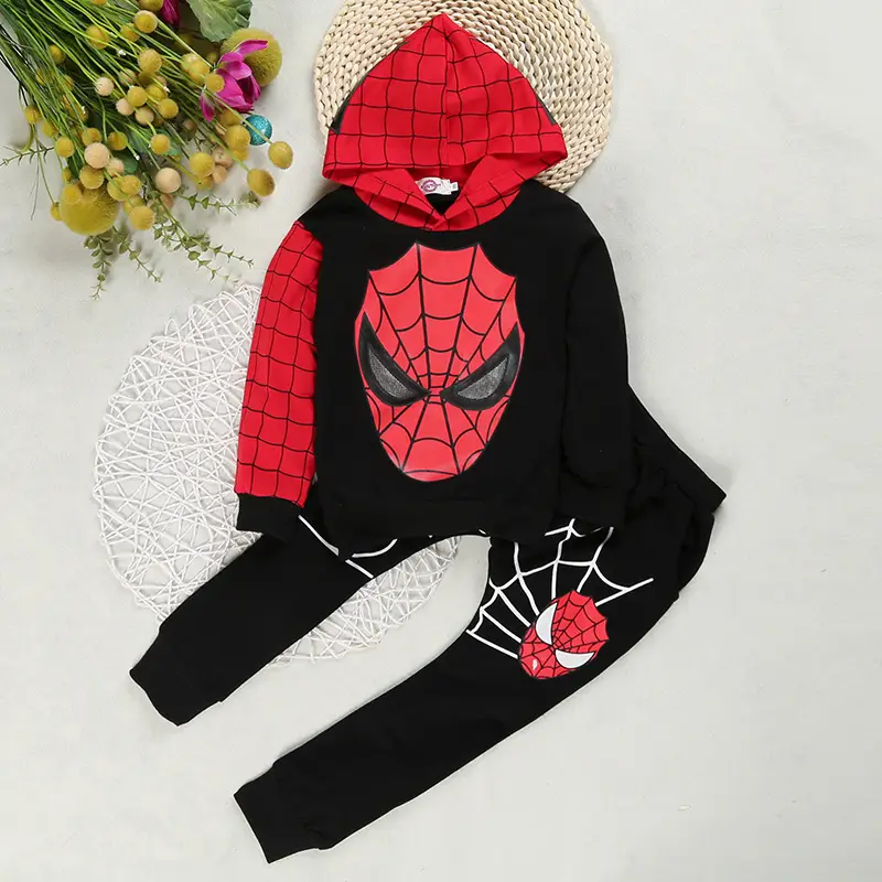 Spiderman Hoodie Pants Set for Boys Spring Autumn