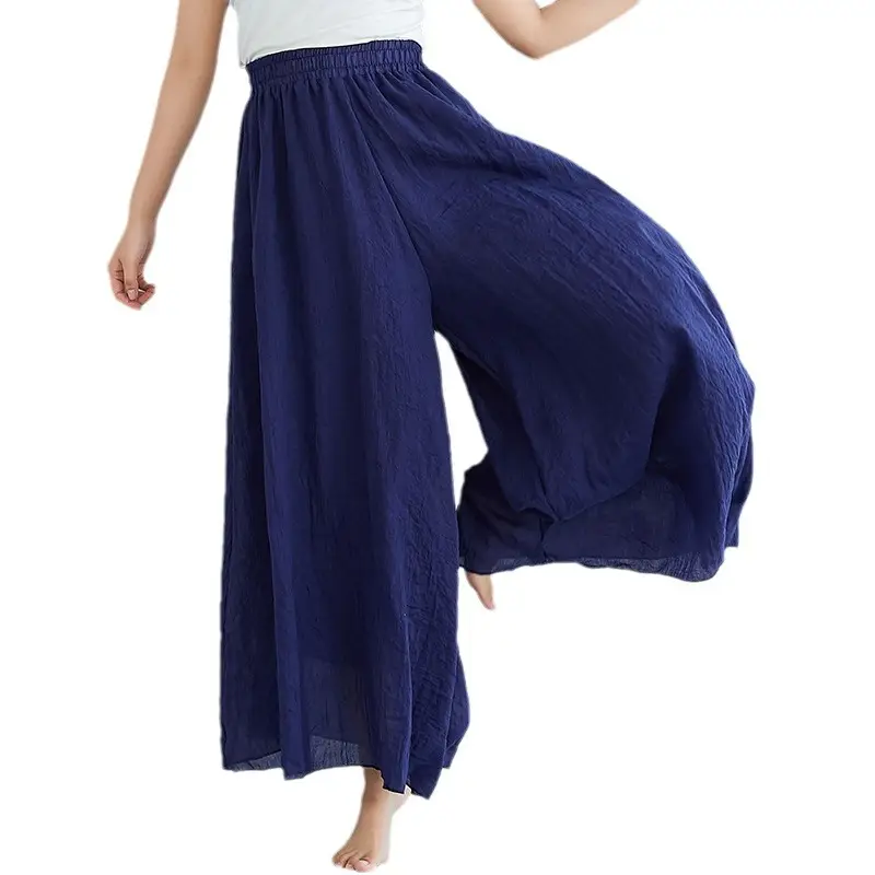 White Wide Leg Linen Pants for Women Ethnic Style - Image 29