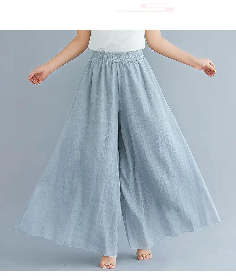 White Wide Leg Linen Pants for Women Ethnic Style — feature 18