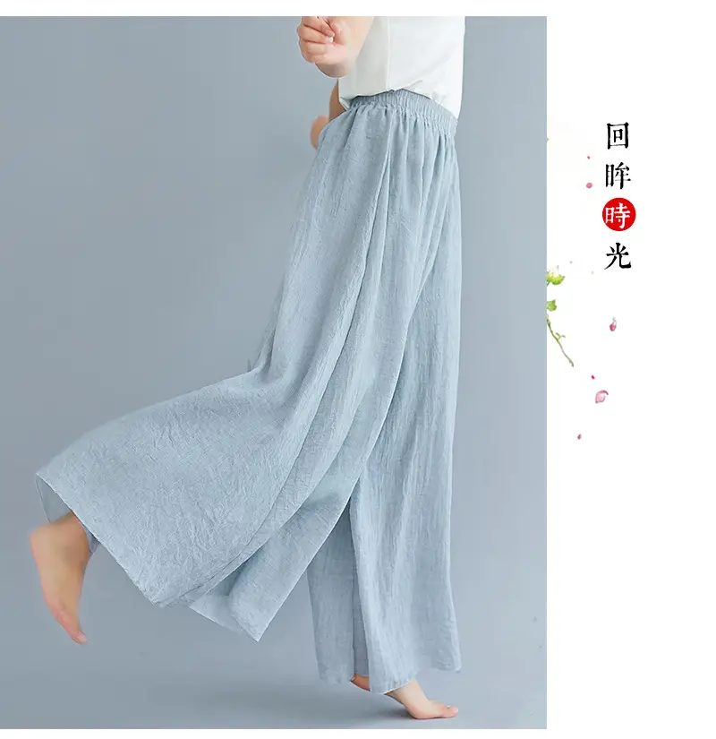 White Wide Leg Linen Pants for Women Ethnic Style — feature 20