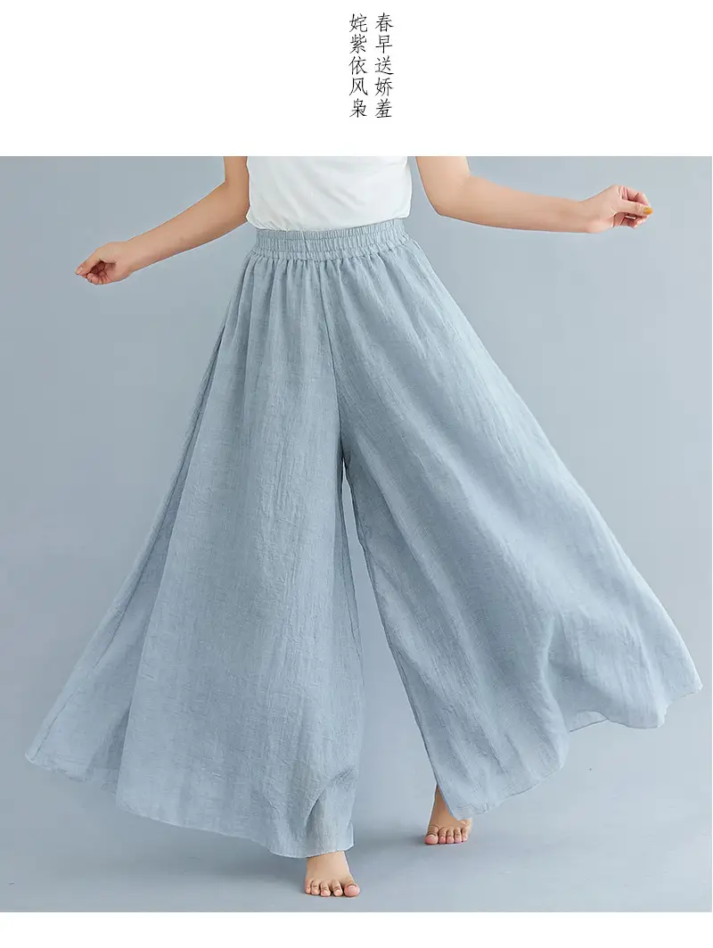 White Wide Leg Linen Pants for Women Ethnic Style — feature 22