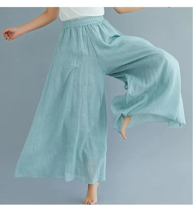 White Wide Leg Linen Pants for Women Ethnic Style — feature 23