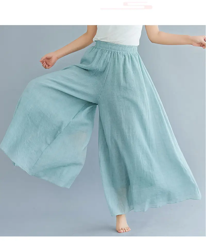 White Wide Leg Linen Pants for Women Ethnic Style — feature 25