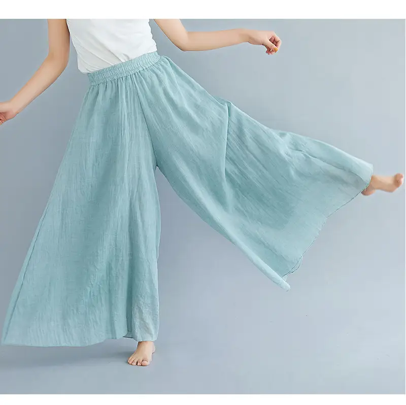 White Wide Leg Linen Pants for Women Ethnic Style — feature 26