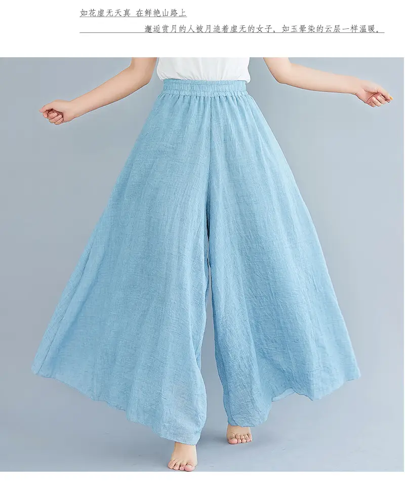 White Wide Leg Linen Pants for Women Ethnic Style — feature 28