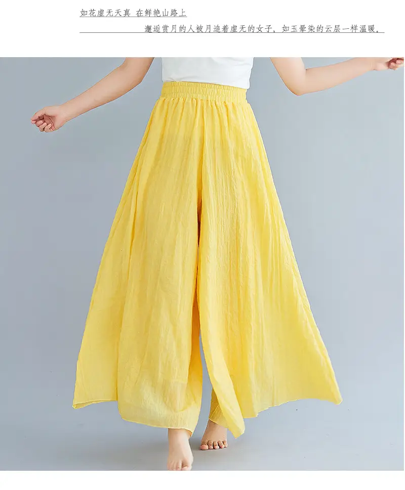 White Wide Leg Linen Pants for Women Ethnic Style — feature 39