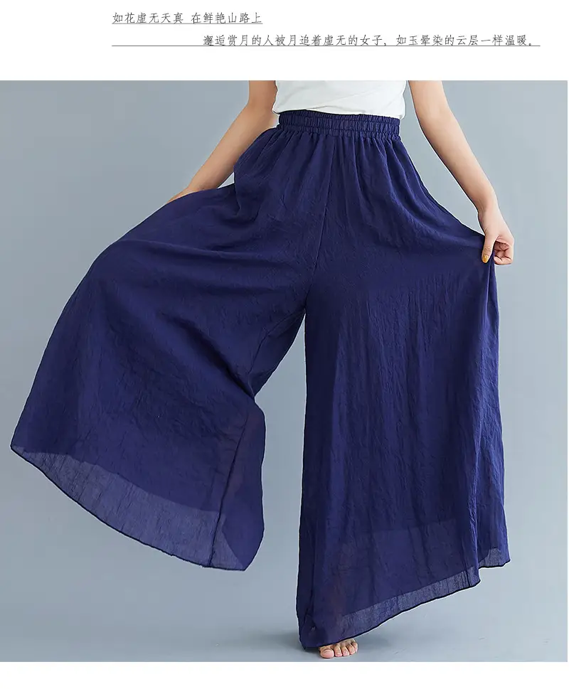 White Wide Leg Linen Pants for Women Ethnic Style — feature 60