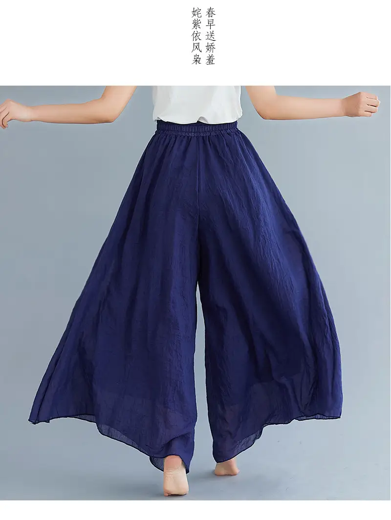 White Wide Leg Linen Pants for Women Ethnic Style — feature 65