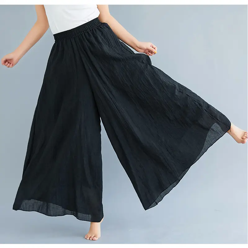 White Wide Leg Linen Pants for Women Ethnic Style — feature 68