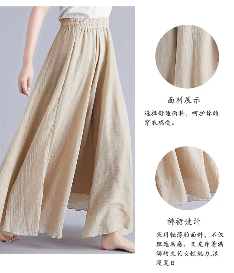 White Wide Leg Linen Pants for Women Ethnic Style — feature 75