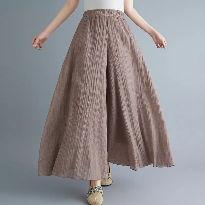 White Wide Leg Linen Pants for Women Ethnic Style - Image 18