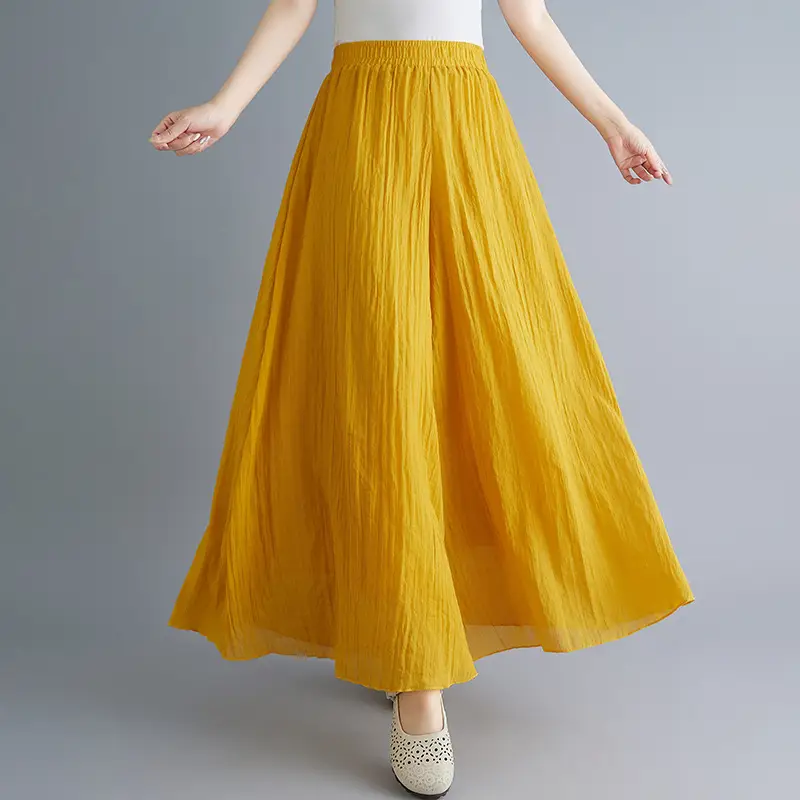 White Wide Leg Linen Pants for Women Ethnic Style - Image 20