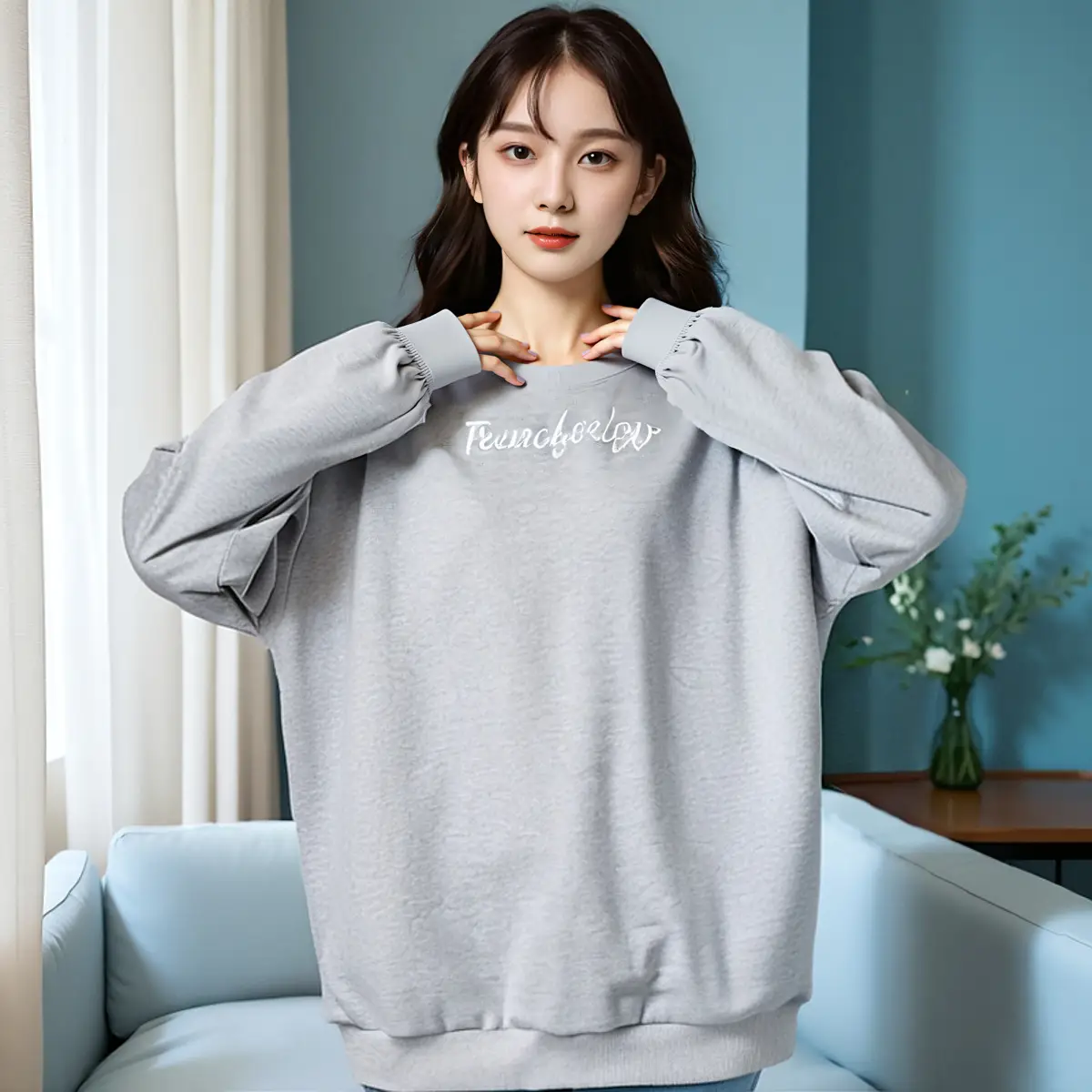 Plus Size Women's Black Sweatshirt with "Transportas" Print - Image 4