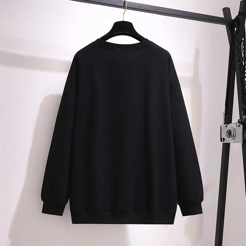 Plus Size Women's Black Sweatshirt with "Transportas" Print - Image 5