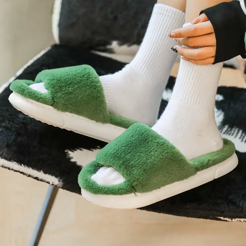 2023 cotton slippers women's winter drooping feeling home indoor warm non-slip cute spring and autumn couple furry slippers wholesale