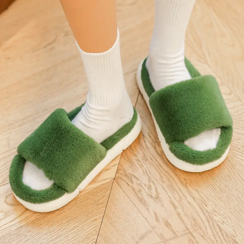 2023 cotton slippers women's winter drooping feeling home indoor warm non-slip cute spring and autumn couple furry slippers wholesale