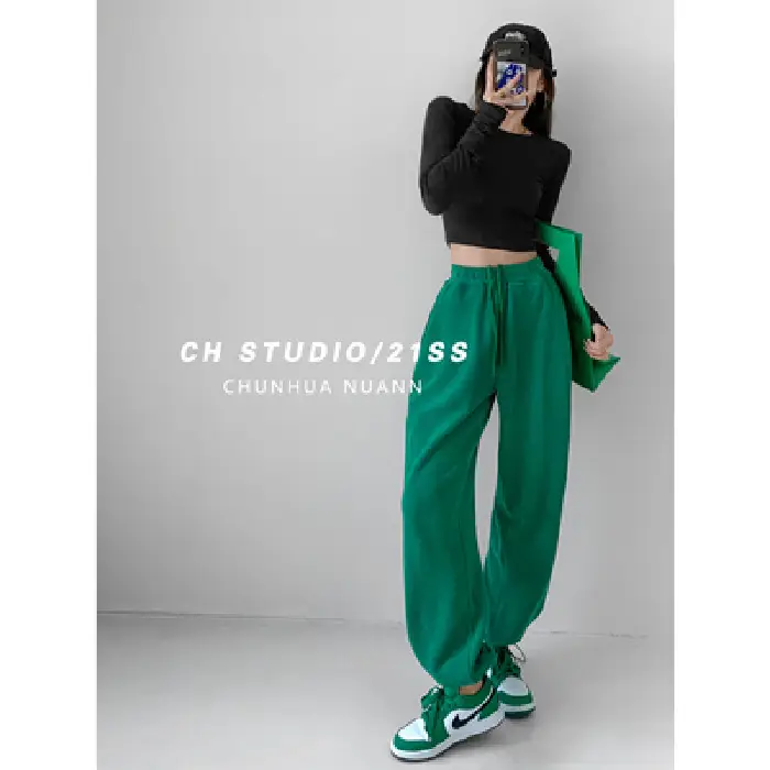 Women's Light Blue Retro Waffled Streetwear Pants - Image 3