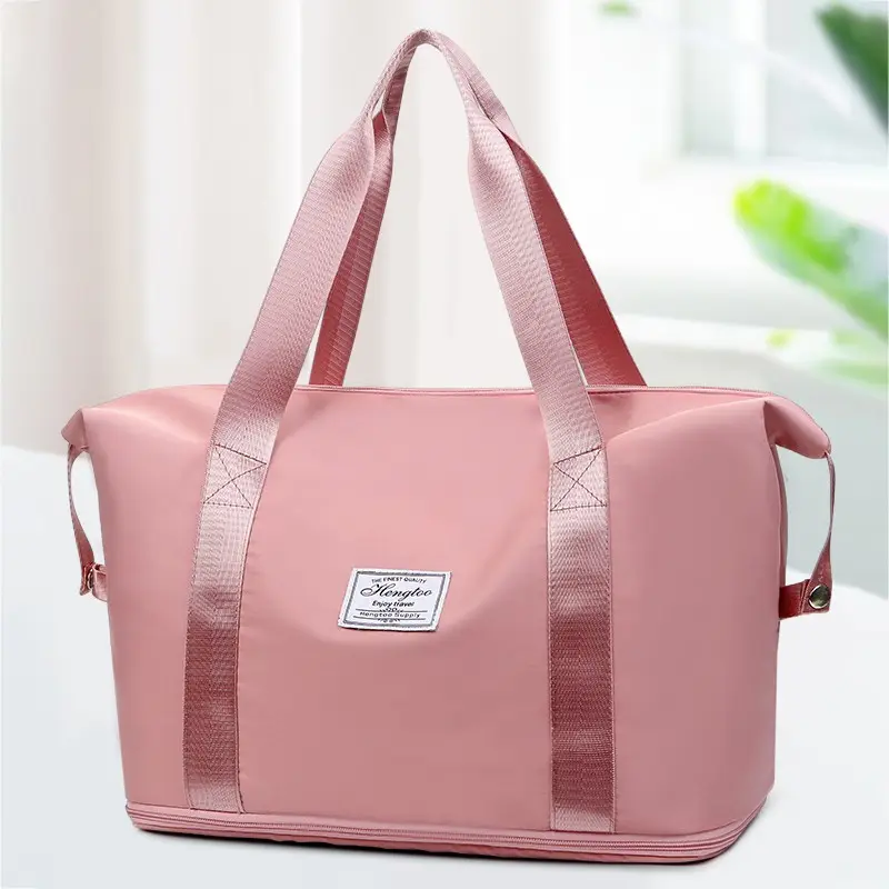 Pink Logo Travel Fitness Bag Large Capacity