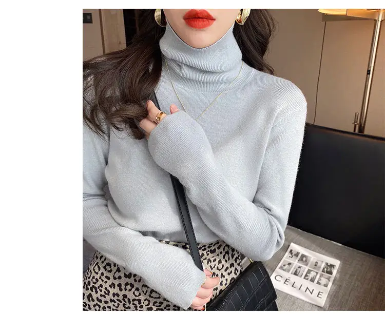 Women Turtleneck Sweater 2025 Warm Knit Long Sleeve — feature 2