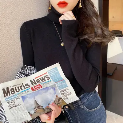 Women Turtleneck Sweater 2025 Warm Knit Long Sleeve - Image 2