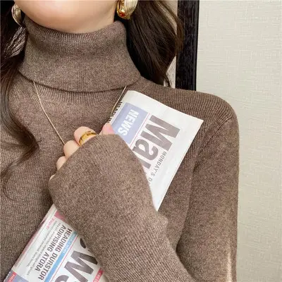 Women Turtleneck Sweater 2025 Warm Knit Long Sleeve - Image 7