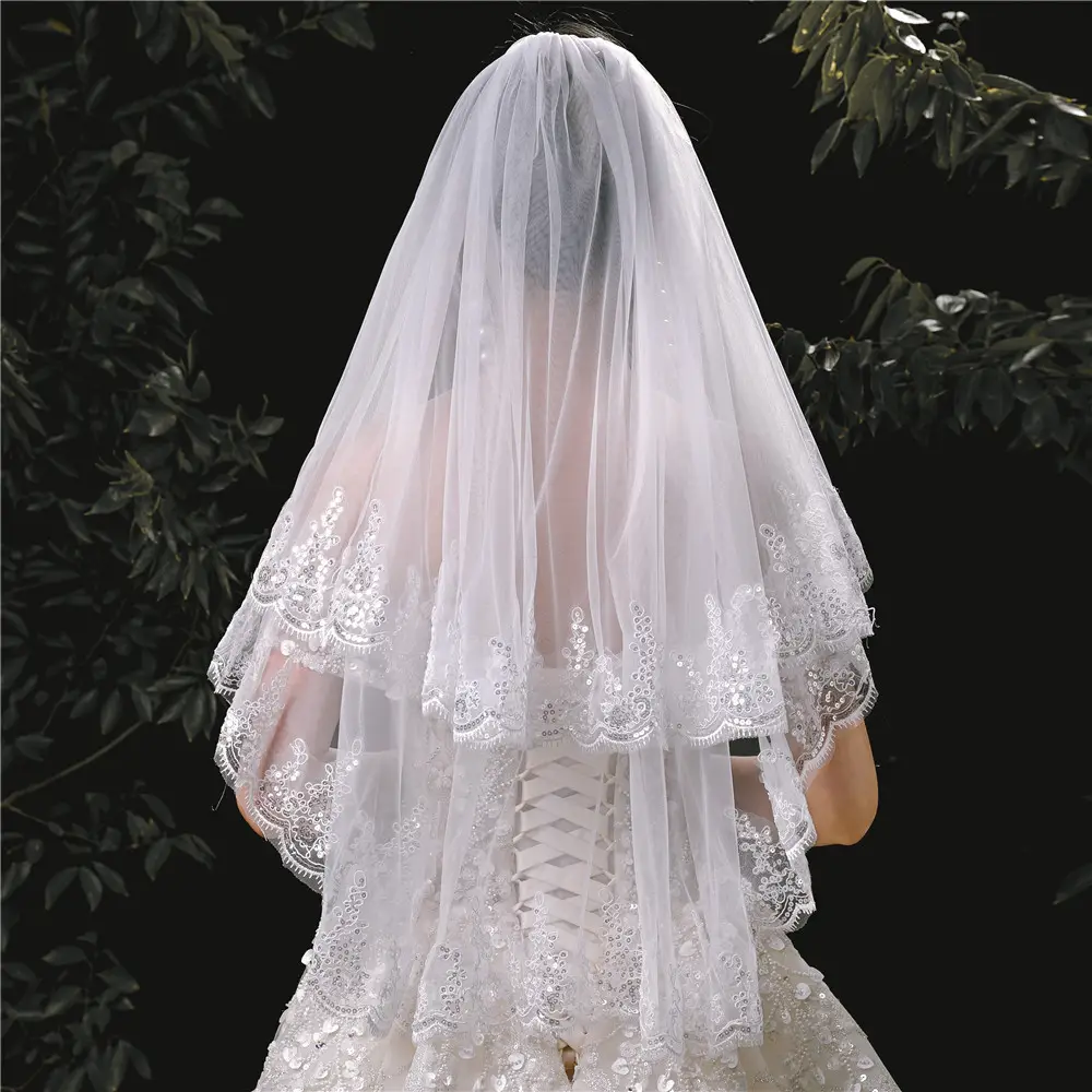 White Lace Veil Bridal Prop for Photography Studio - Image 2