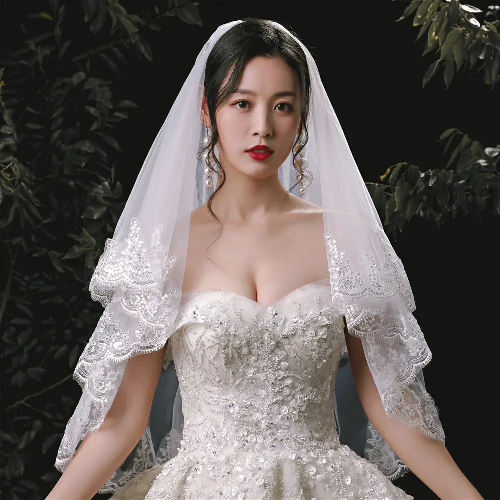 White Lace Veil Bridal Prop for Photography Studio - Image 4