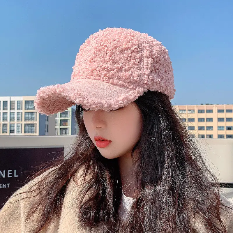Lamb Wool Women's Winter Face Cap Soft Warm