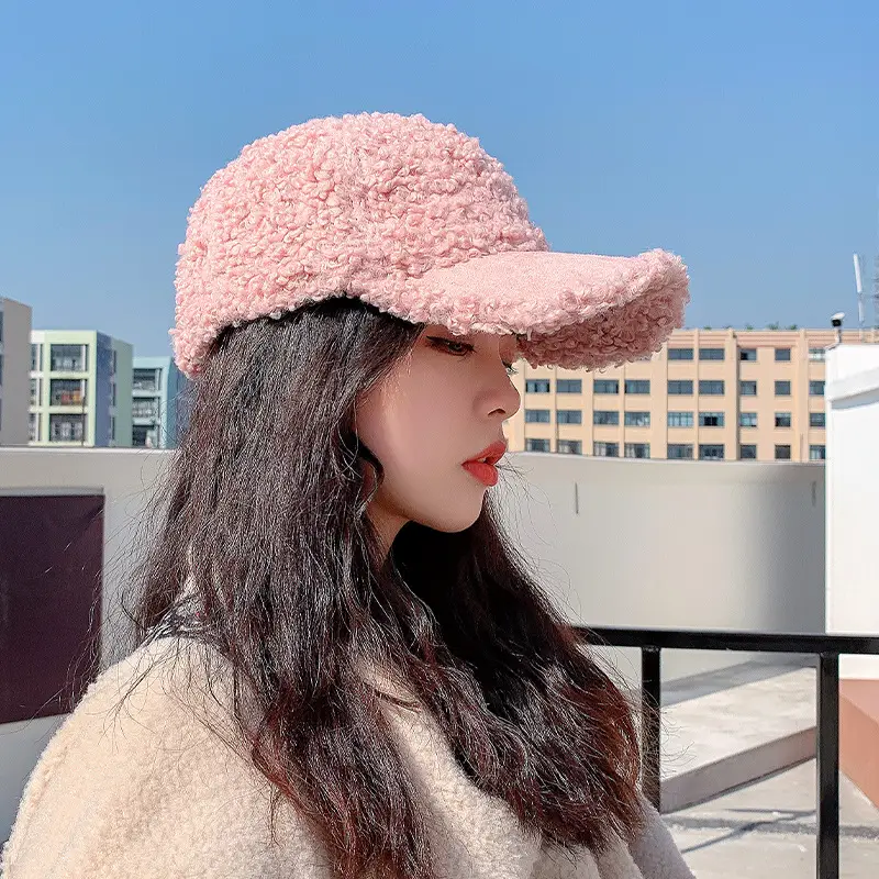 Lamb Wool Women's Winter Face Cap Soft Warm