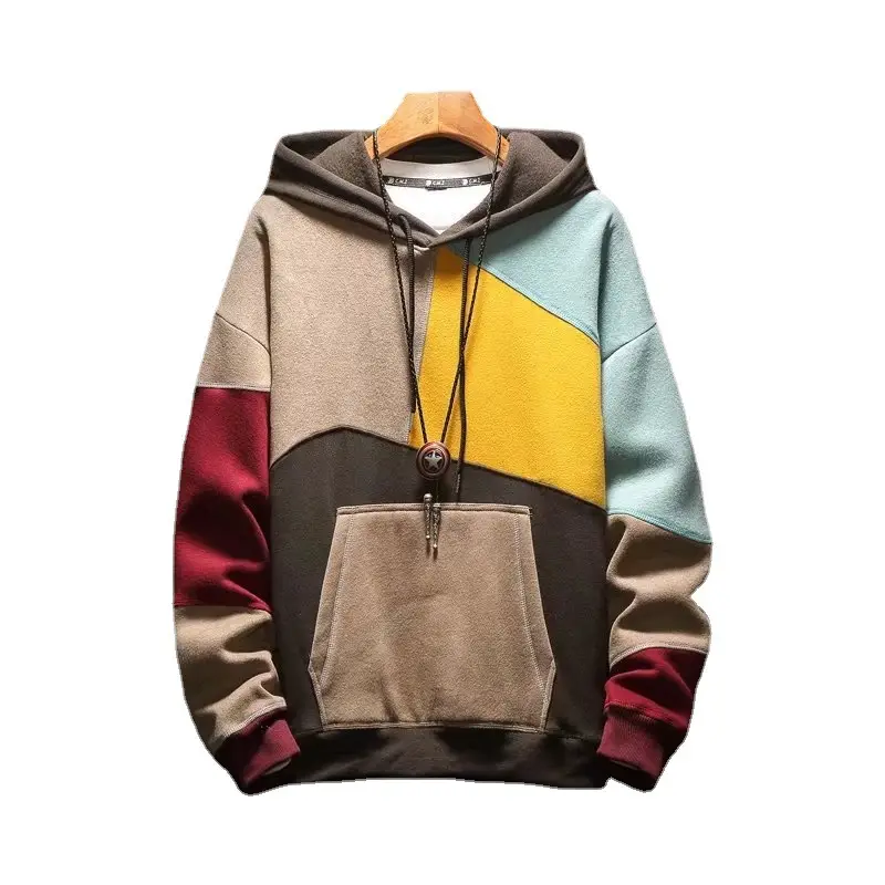 Men's 2023 Hooded Sweatshirt Contrast Color Winter - Image 6