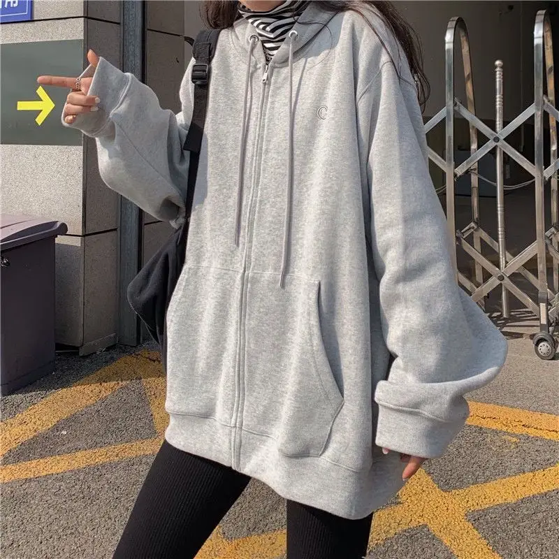 Women Grey Fleece Zip Hoodie Spring Autumn 2025 — feature 13