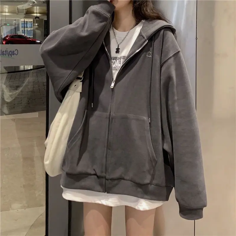 Women Grey Fleece Zip Hoodie Spring Autumn 2025 — feature 16