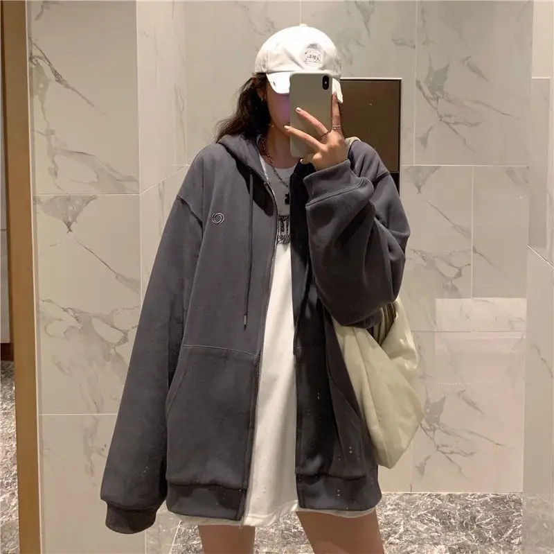 Women Grey Fleece Zip Hoodie Spring Autumn 2025 — feature 17