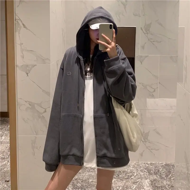 Women Grey Fleece Zip Hoodie Spring Autumn 2025 — feature 20