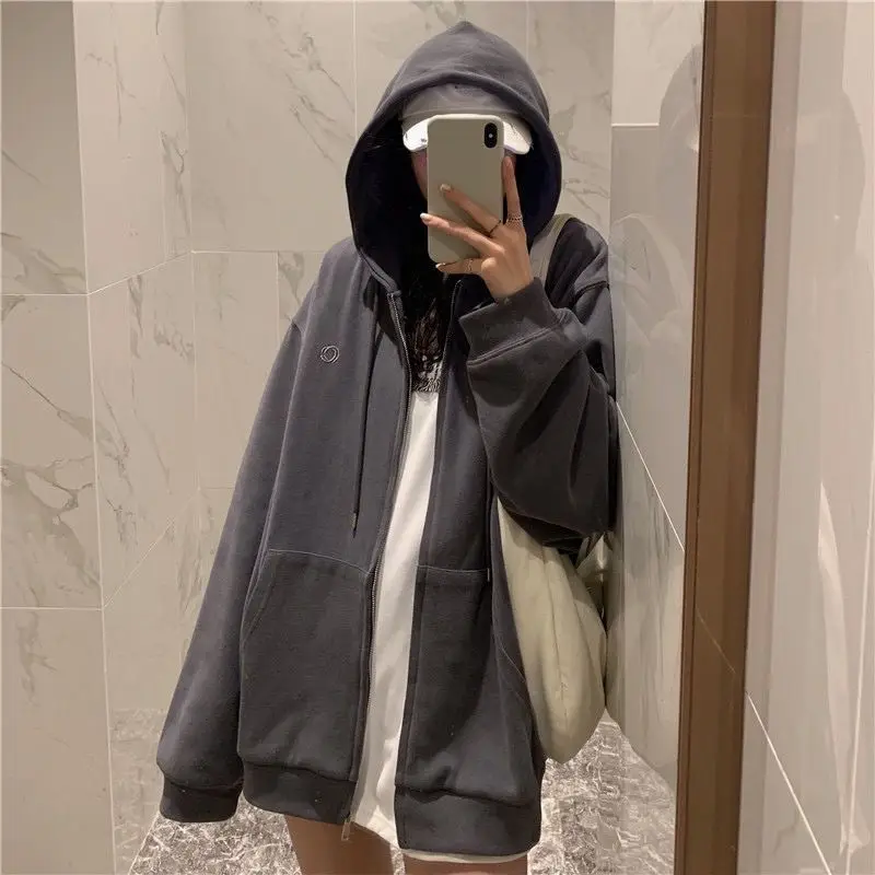 Women Grey Fleece Zip Hoodie Spring Autumn 2025 — feature 21