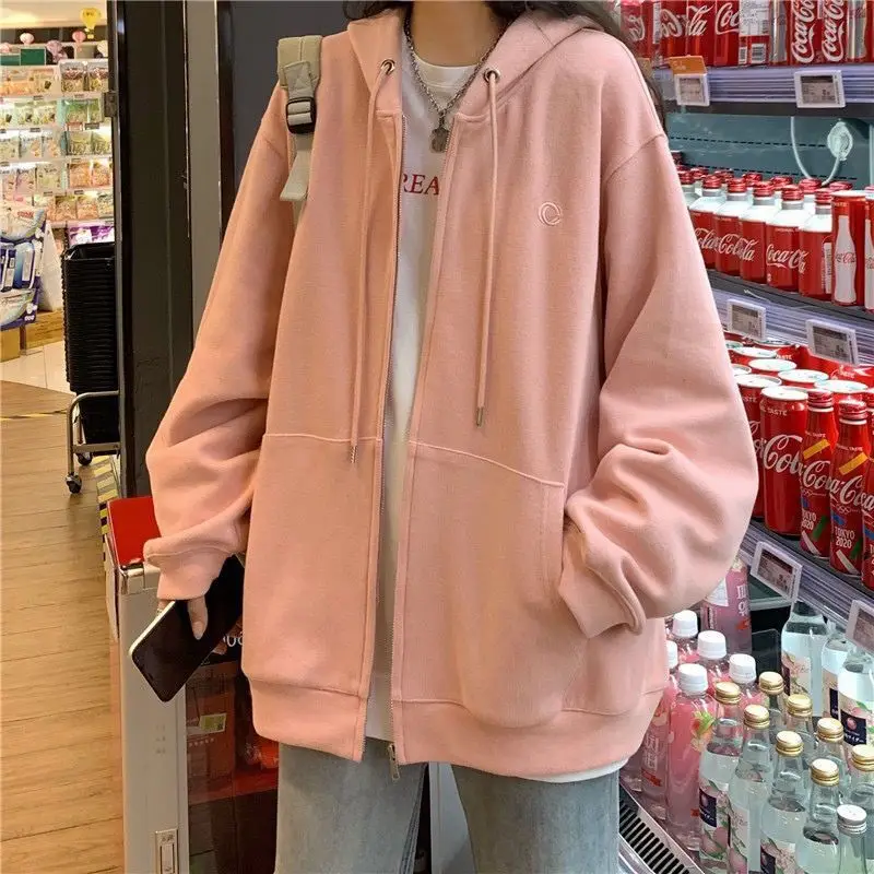 Women Grey Fleece Zip Hoodie Spring Autumn 2025 — feature 3
