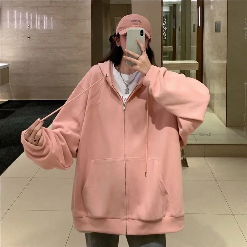 Women Grey Fleece Zip Hoodie Spring Autumn 2025 — feature 4