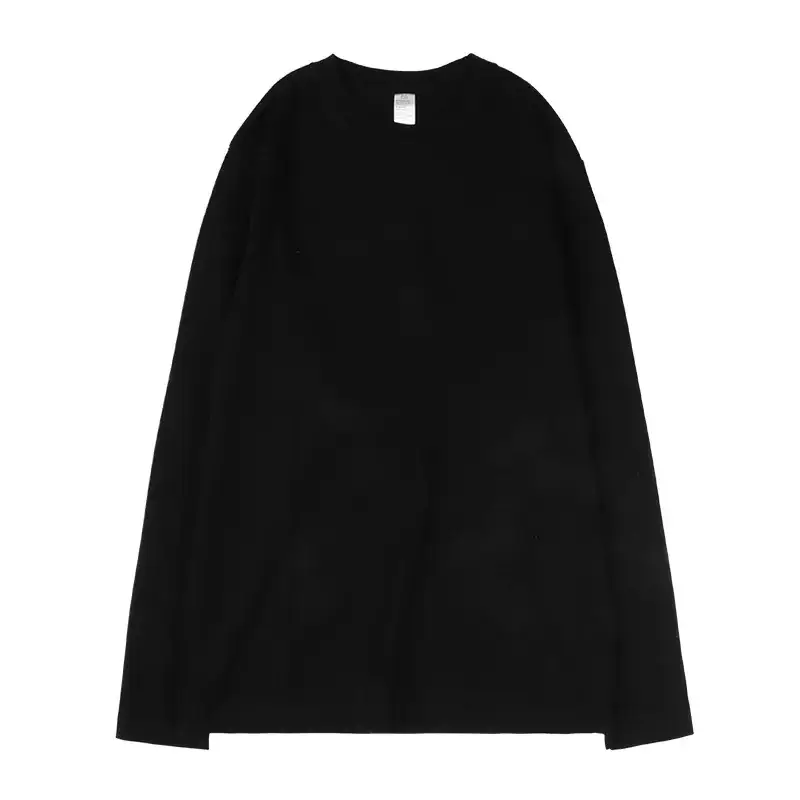 Long Sleeve Grey Cotton T-Shirt Round Neck - Image 2