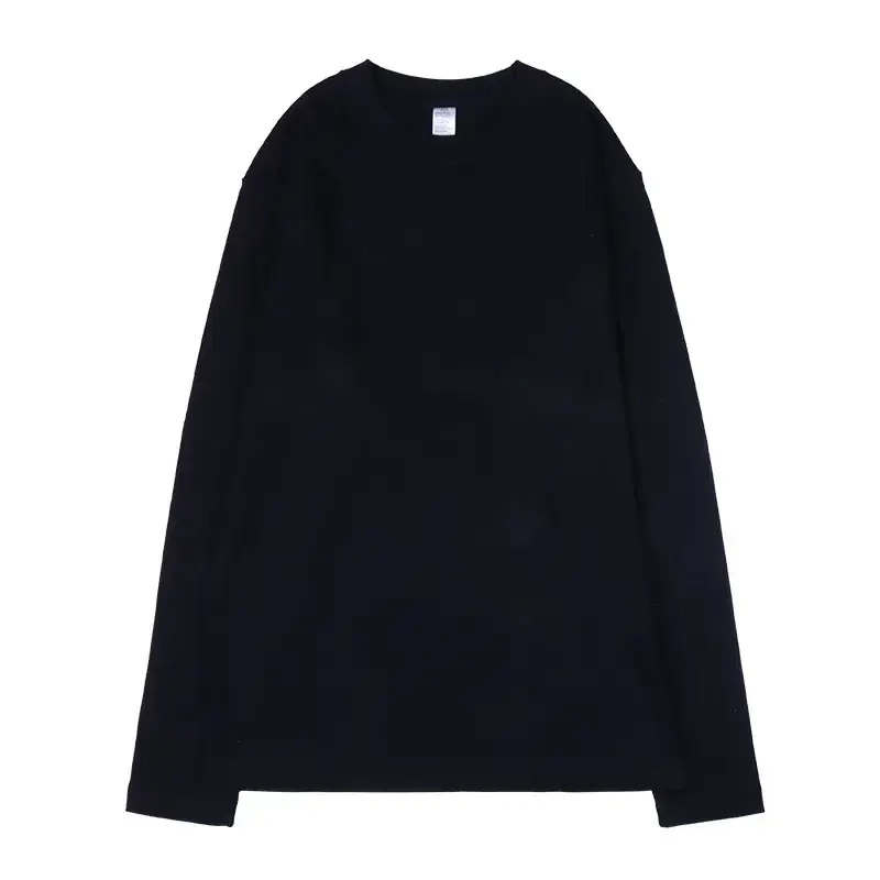 Long Sleeve Grey Cotton T-Shirt Round Neck - Image 6
