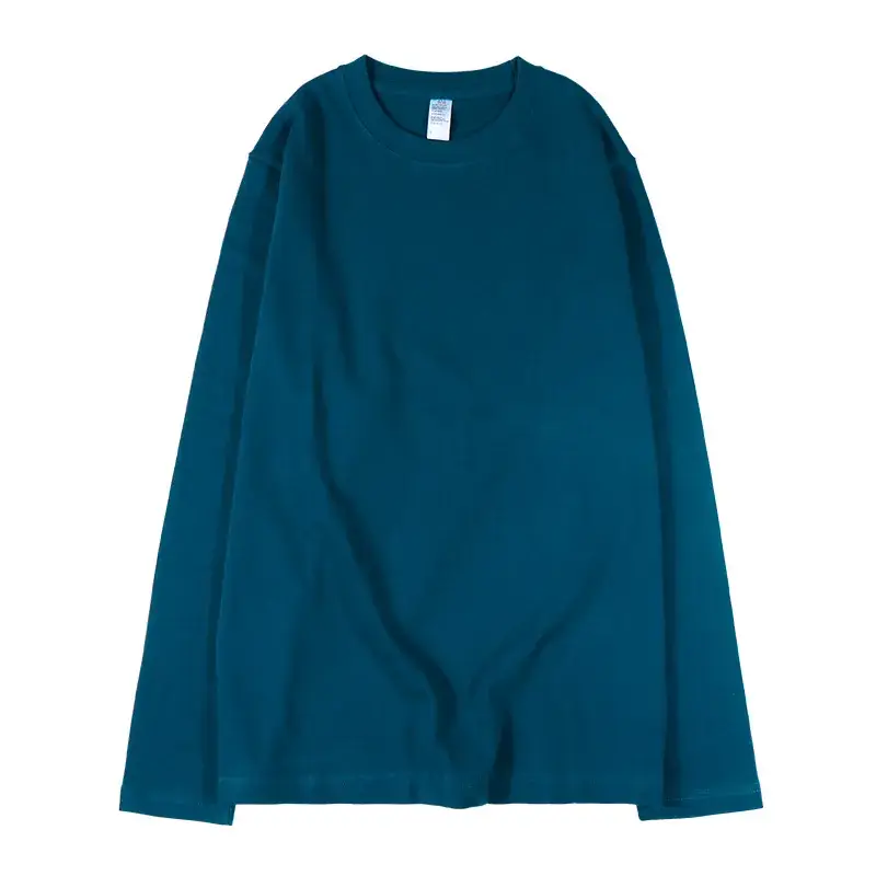 Long Sleeve Grey Cotton T-Shirt Round Neck - Image 7