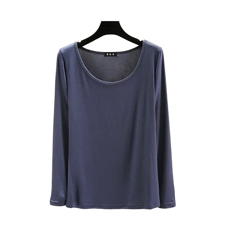 Women's Brown Modal Long Sleeve T-Shirt Slim Fit