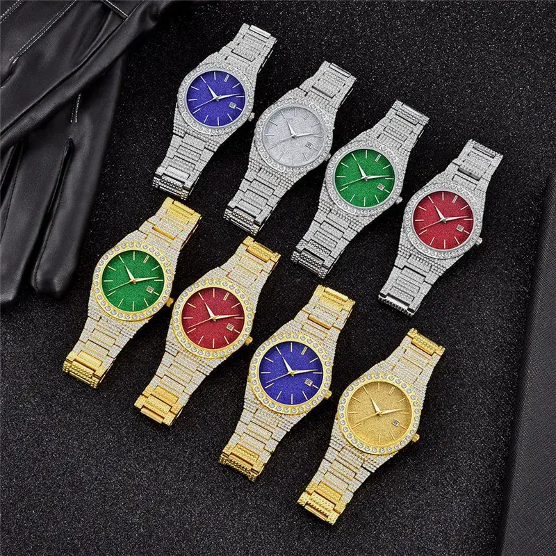 Cool Men's Diamond Gold Hip Hop Watch - Image 13