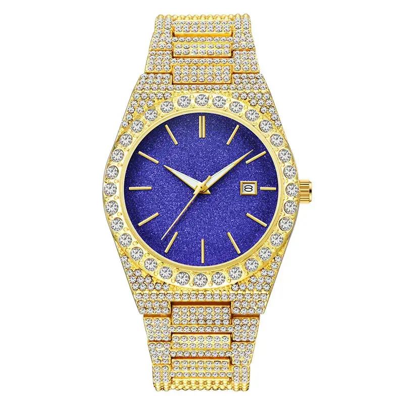 Cool Men's Diamond Gold Hip Hop Watch - Image 3