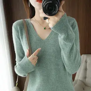 Women Red Knitted V-Neck Cardigan Long Sleeve — feature 5