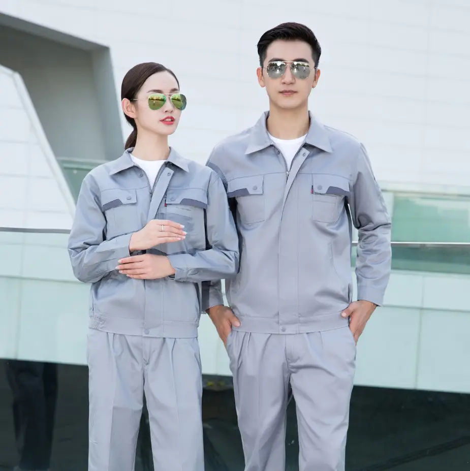 Men's Navy Blue Anti-Static Work Suit with Red Accents - Image 3