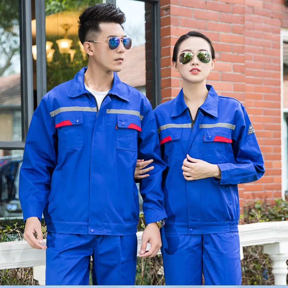Men's Navy Blue Anti-Static Work Suit with Red Accents - Image 5