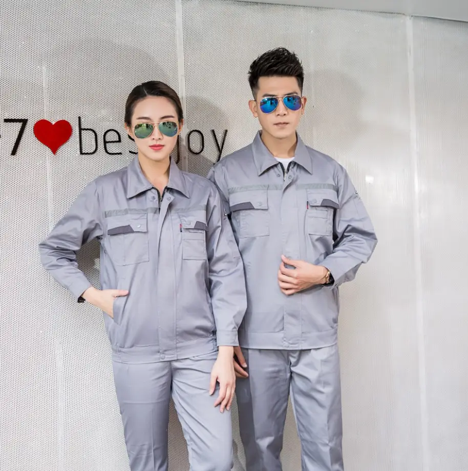 Men's Navy Blue Anti-Static Work Suit with Red Accents - Image 6