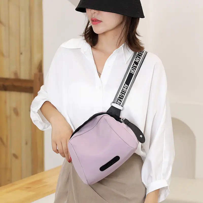 Women's Pink Nylon Shoulder Crossbody Bag - Image 9