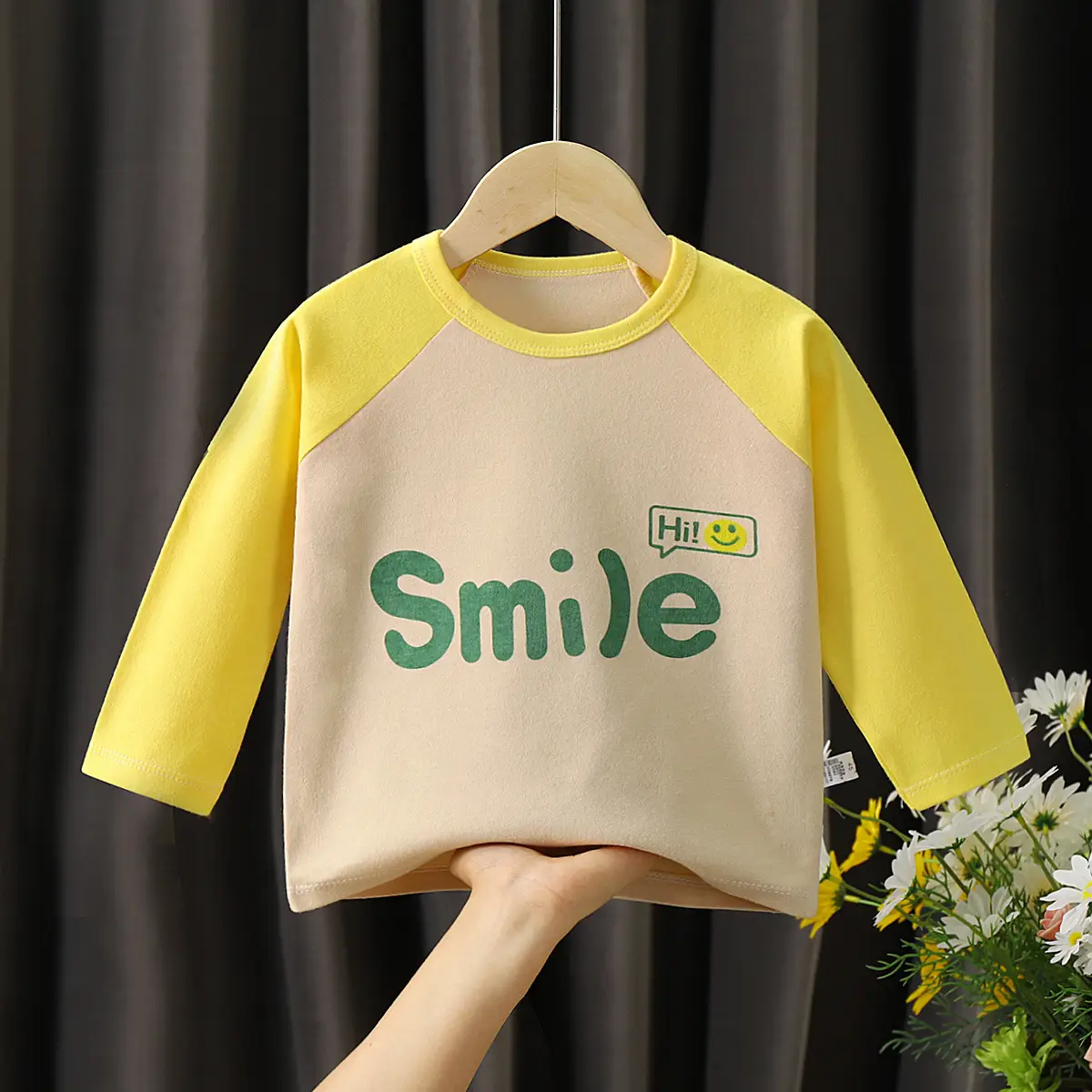 Children's Cotton T-Shirt Yellow Smile Print - Image 17