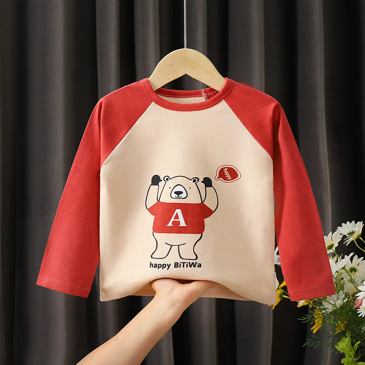Children's Cotton T-Shirt Yellow Smile Print - Image 4
